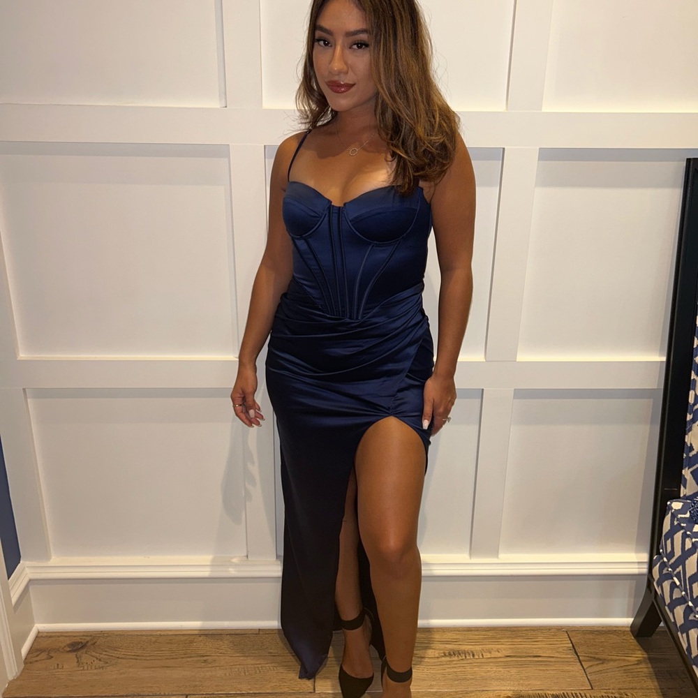 Chic Midnight Blue High Low Dress